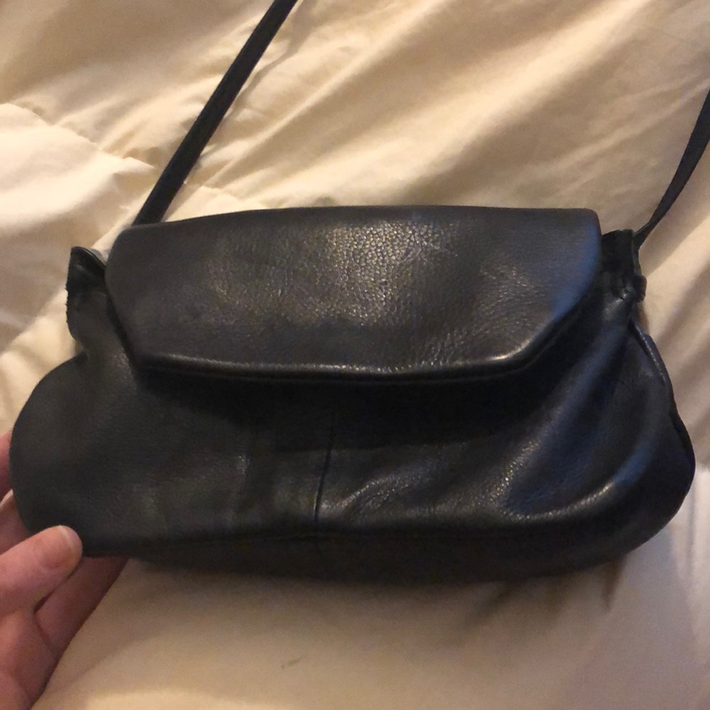 Black leather cross body bag excellent condition